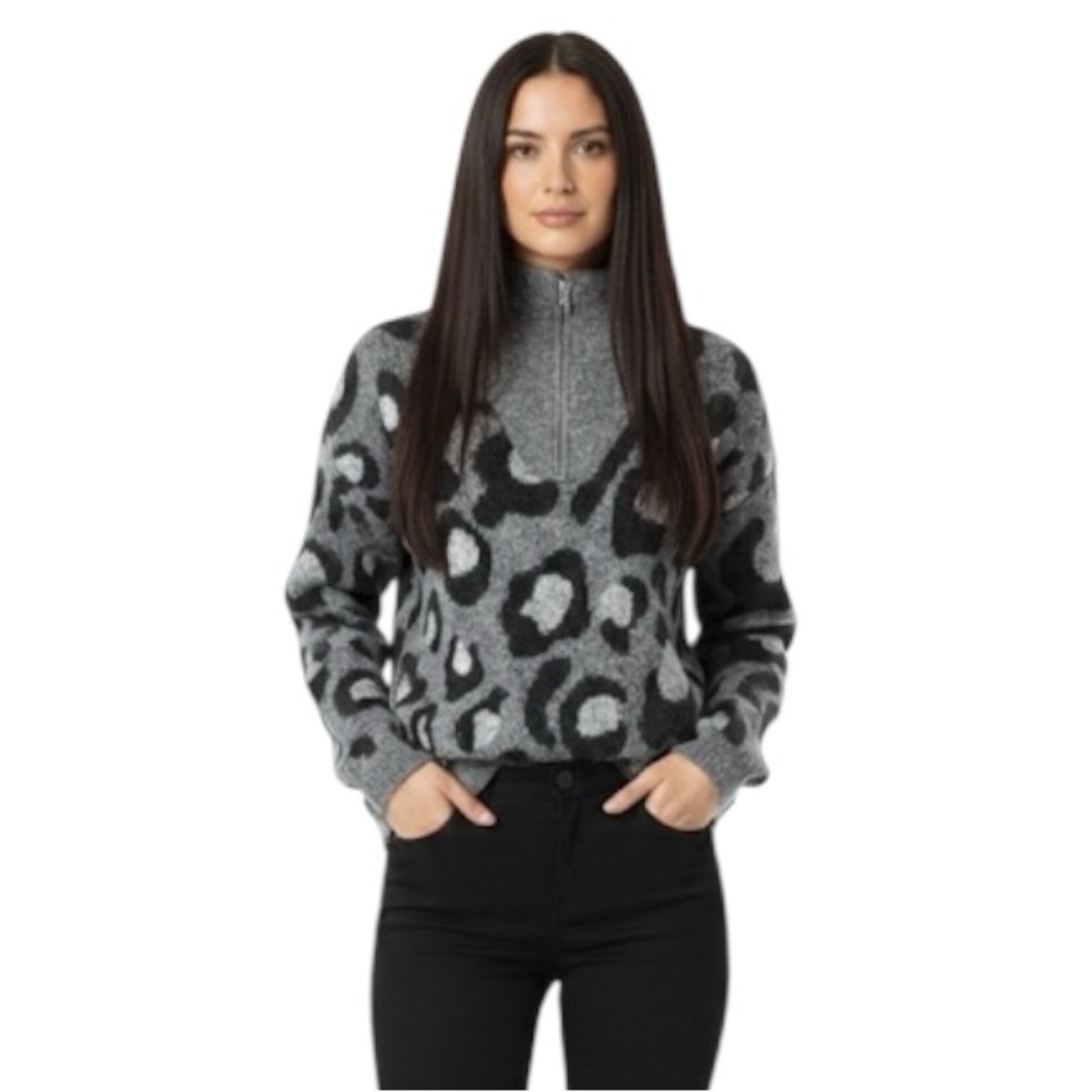 Stitch fix: RD Style. Gray and Black Leopard Print Sweater